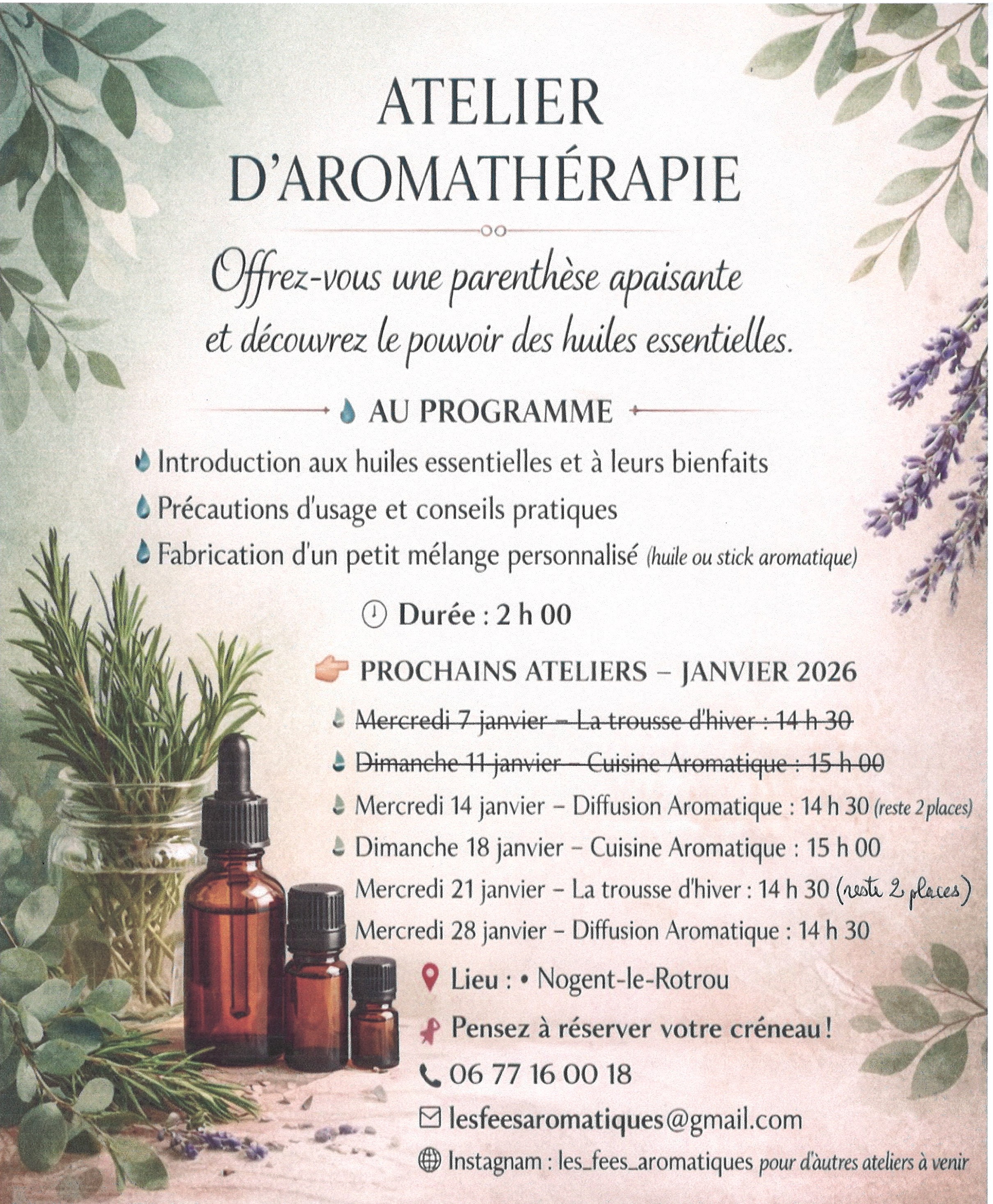 NOUVEAU - Atelier d'aromathérapie