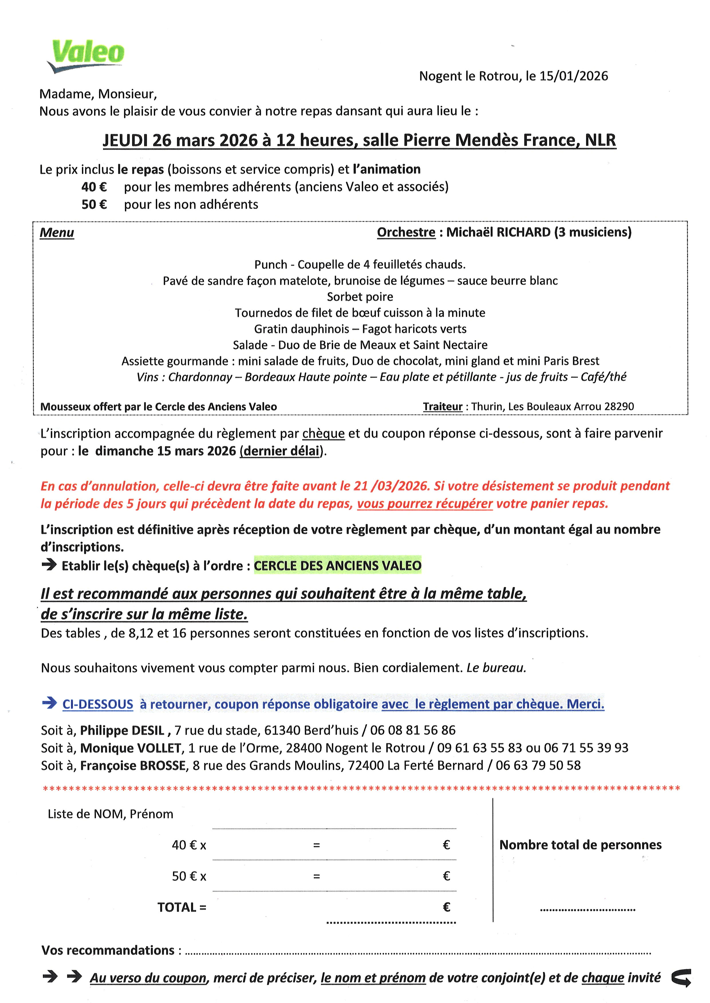 la CdC du Perche : Repas dansant