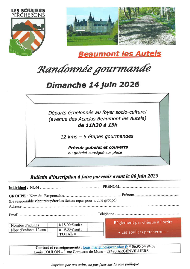 la CdC du Perche : Randonnée Gourmande 2026