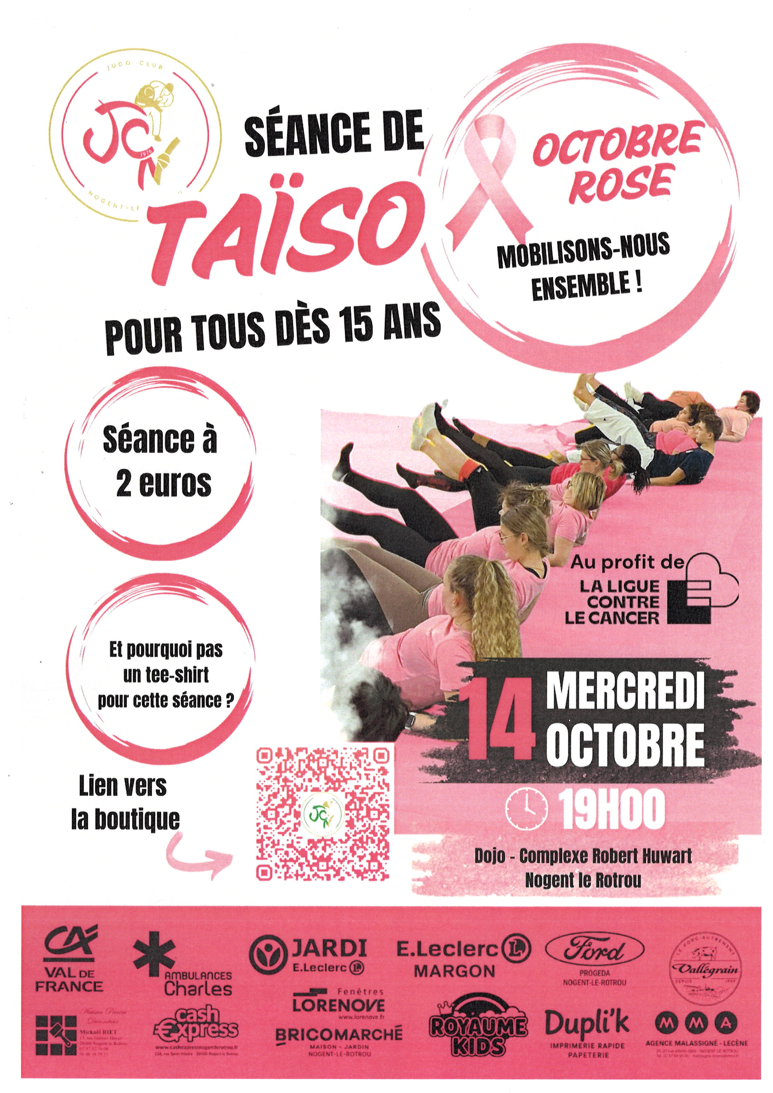 la CdC du Perche : Mobilisation pour Octobre Rose - Séance Taïso au Judo Club