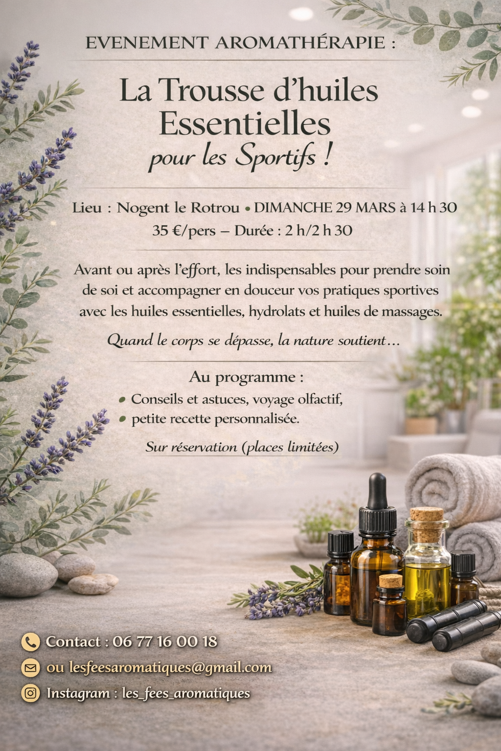 la CdC du Perche : Aromathérapie - La trousse d'huiles essentielles pour les sportifs