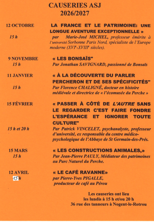la CdC du Perche : CAUSERIE ASJ