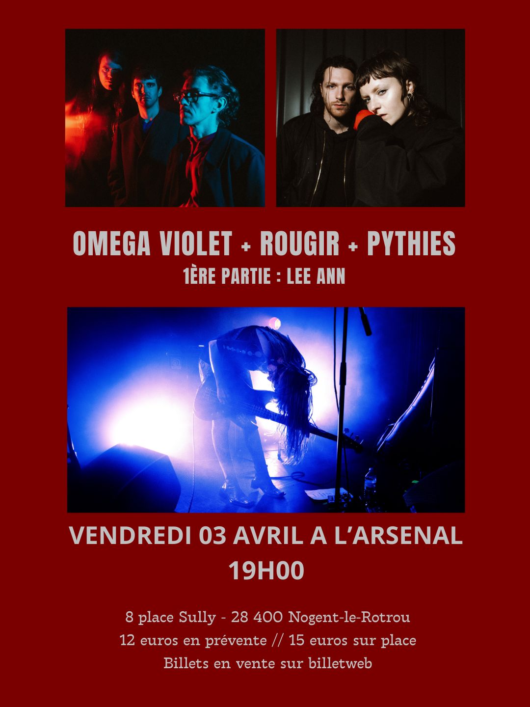 la CdC du Perche : Soirée concert à l'Arsenal avec Omega Violet - Rougir - Pythies